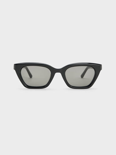 Vesta Angular Cat-Eye Sunglasses, Black, hi-res