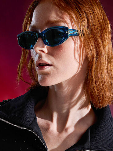Edie Oval Sunglasses, Blue, hi-res