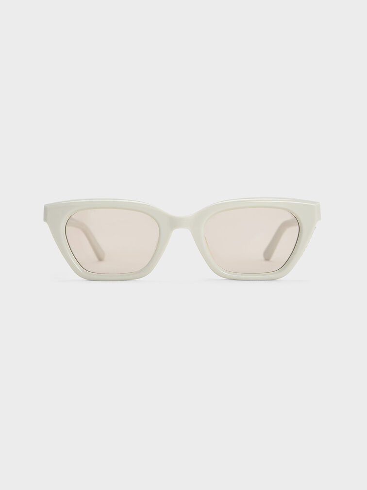 Vesta Angular Cat-Eye Sunglasses, Chalk, hi-res
