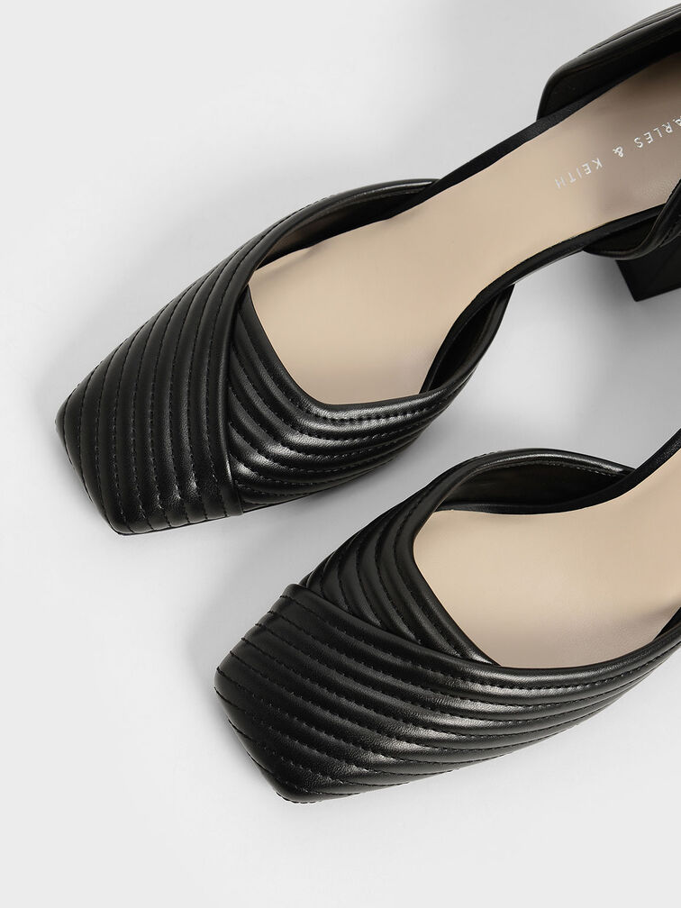 Stitch-Trim D'Orsay Pumps, Black, hi-res