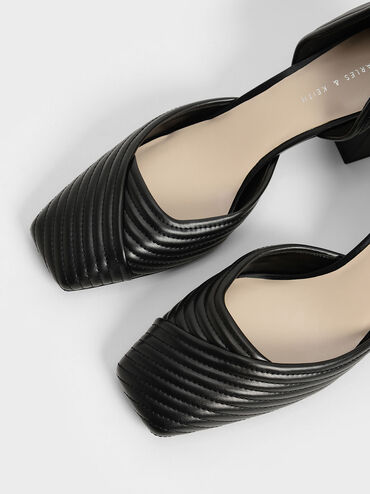 Stitch-Trim D'Orsay Pumps, Black, hi-res