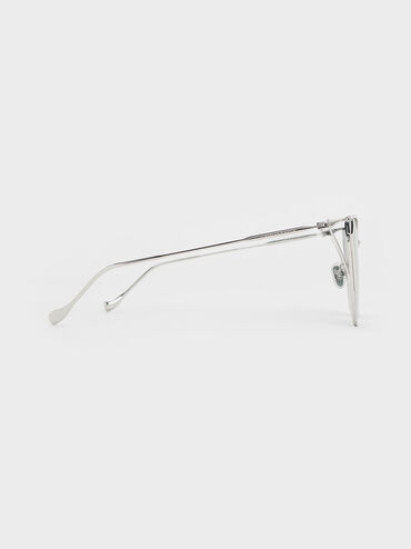 Shea Metallic-Rim Square Sunglasses, Silver, hi-res