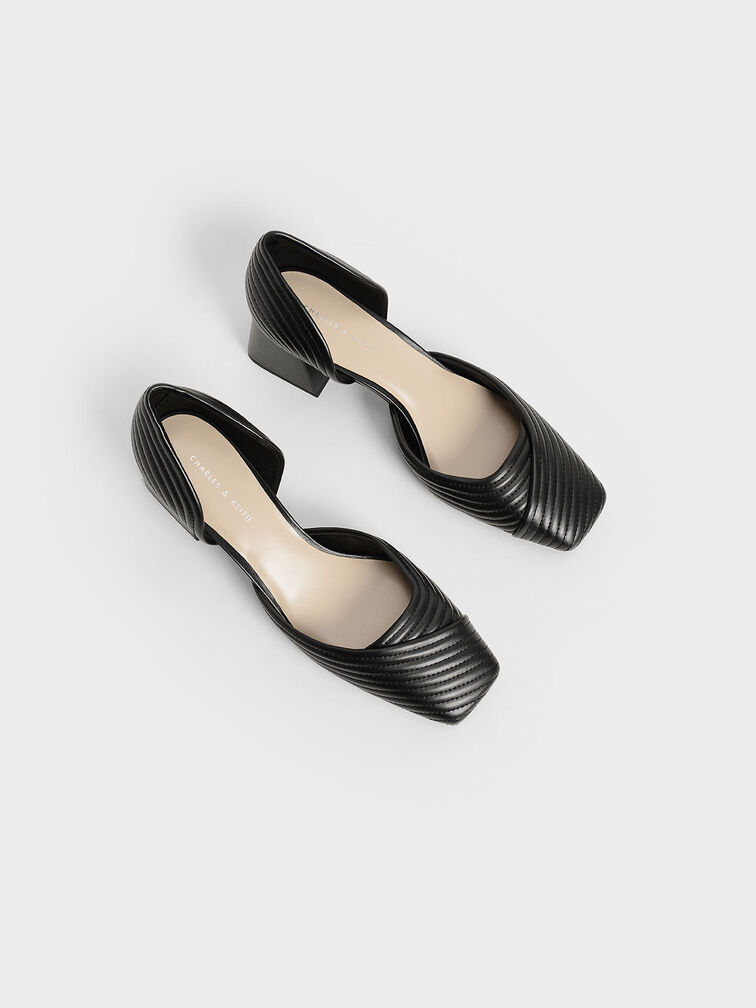 Stitch-Trim D'Orsay Pumps, Black, hi-res