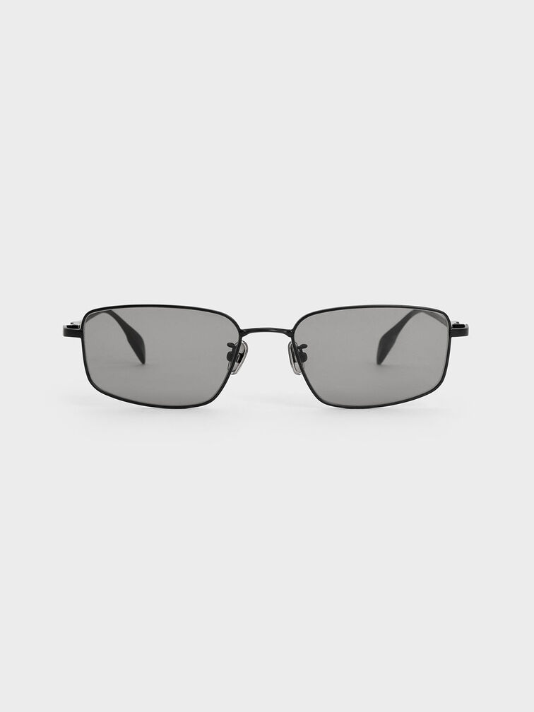 Inara Metallic-Rim Sunglasses, Black, hi-res