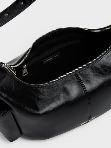 Large Bessie Side-Pocket Hobo Bag, Noir, hi-res