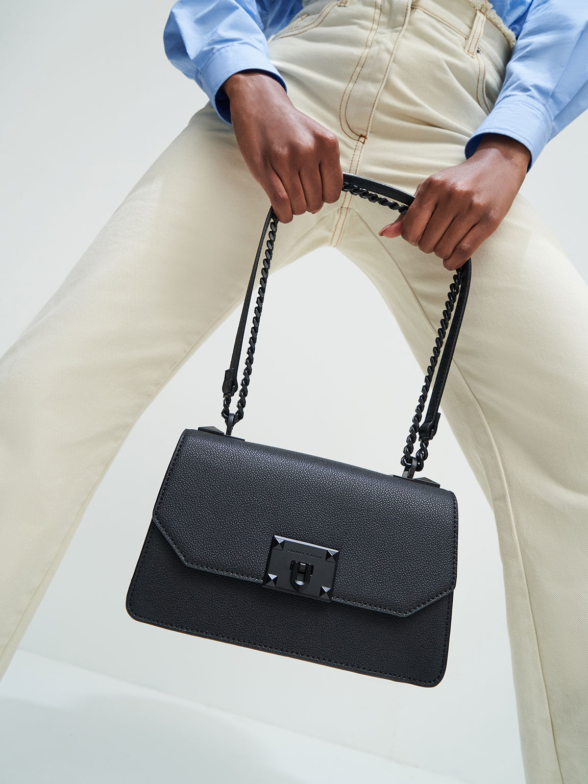 Charles and keith metal push lock crossbody bag outlet