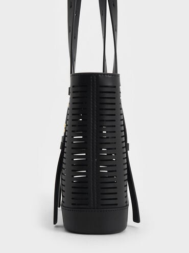 Delphi Cut-Out Bucket Bag, Black, hi-res