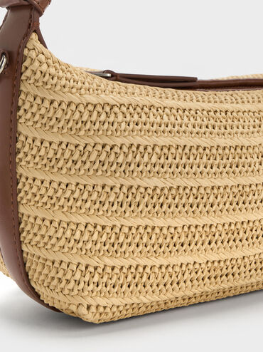 Ivette Raffia Woven Shoulder Bag, Multi, hi-res