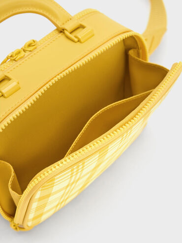 Cyrus Checkered Boxy Bag, Yellow, hi-res