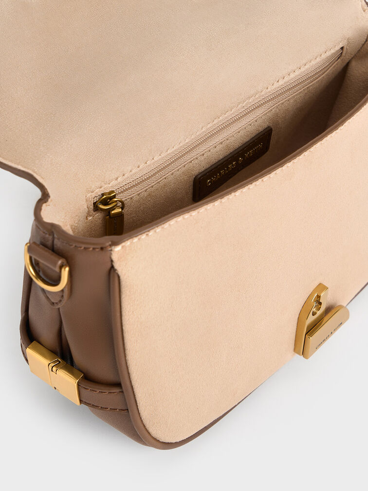 Aurelia Faux Suede Metallic-Accent Saddle Bag, Multi, hi-res