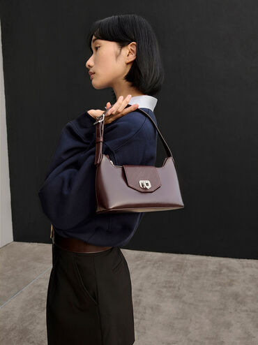 Arwen Belted Shoulder Bag, Plum, hi-res