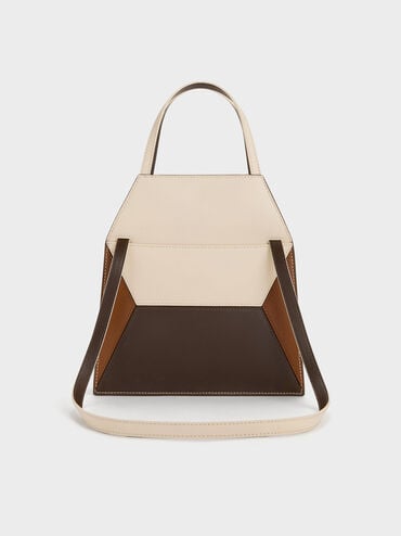 Nasrin Colourblock Geometric Tote Bag, Multi Brown, hi-res