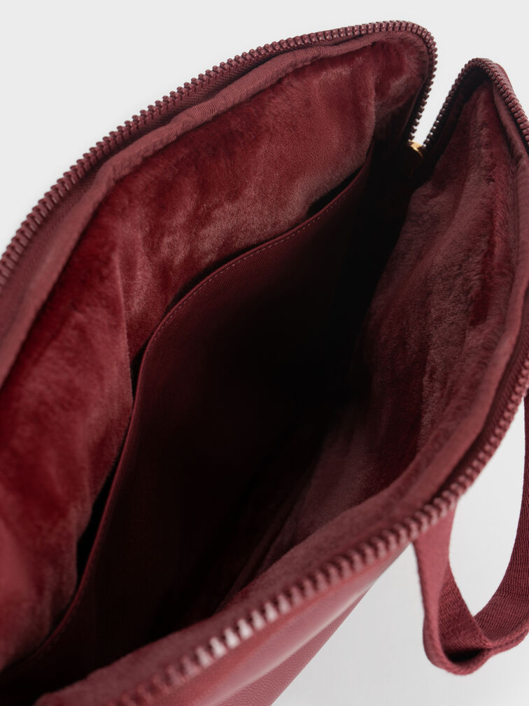 Textured Laptop Bag, Burgundy, hi-res