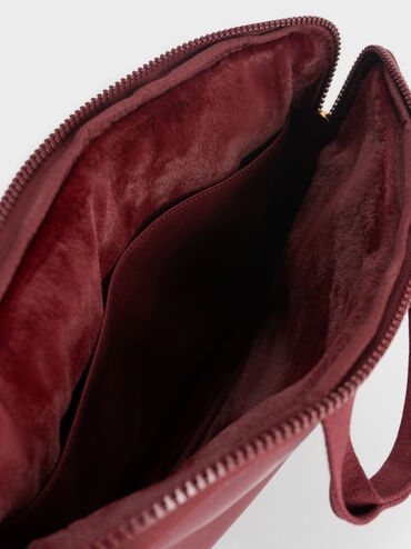 Textured Laptop Bag, Burgundy, hi-res