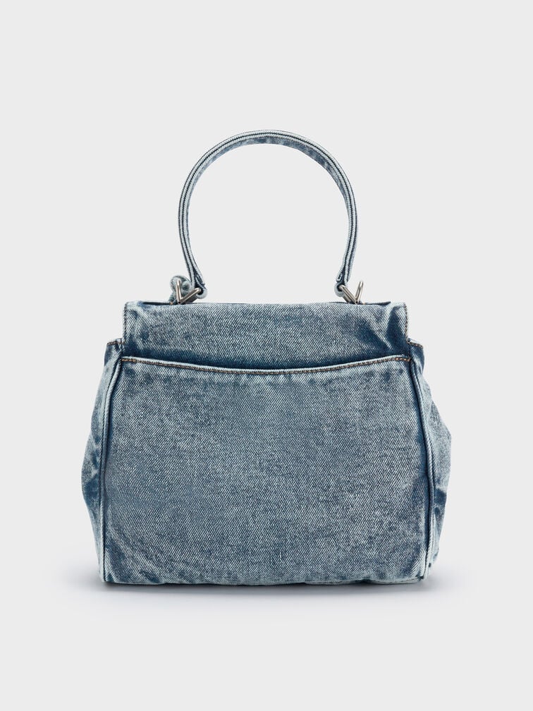 Arita Denim Jeans Top Handle Bag, Denim Blue, hi-res