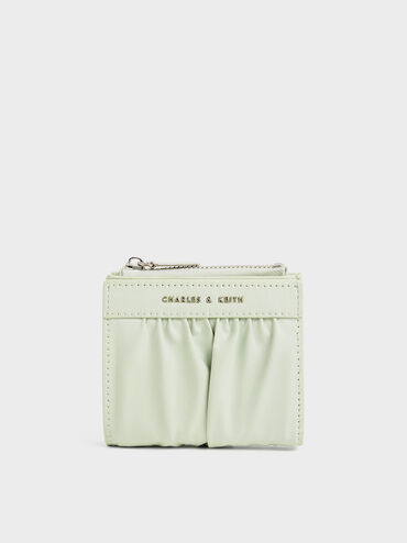 Ruched Short Wallet, Mint Green, hi-res