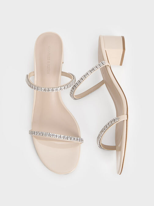 Ambrosia Gem-Embellished Mules, Cream, hi-res