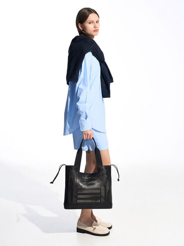 Delphi Cut-Out Tote Bag, Black, hi-res