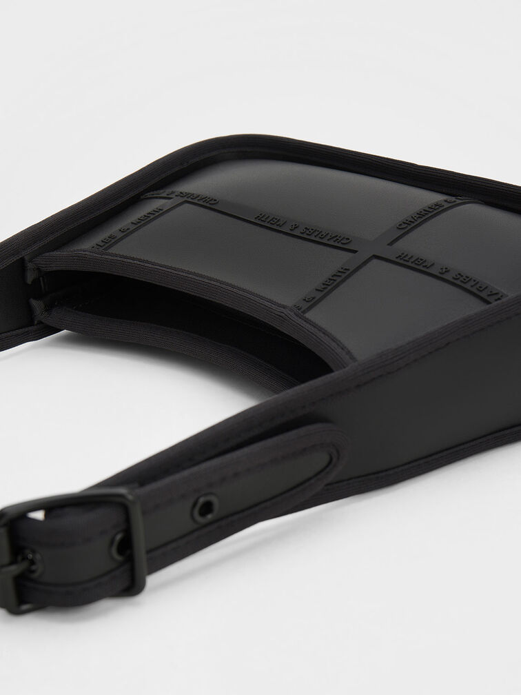 Avenue Contrast-Trim Trapeze Shoulder Bag, Black, hi-res