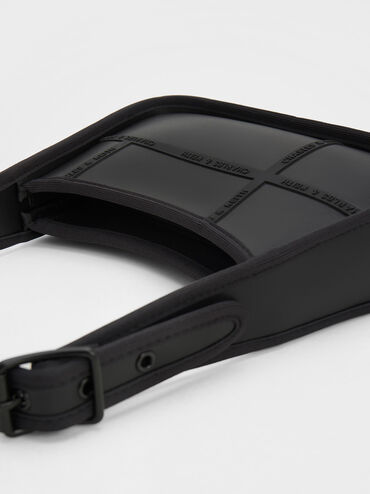 Avenue Contrast-Trim Trapeze Shoulder Bag, Black, hi-res