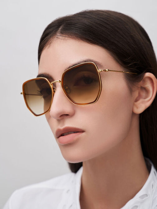 Recycled Acetate Wire-Frame Butterfly Sunglasses, T. Shell, hi-res