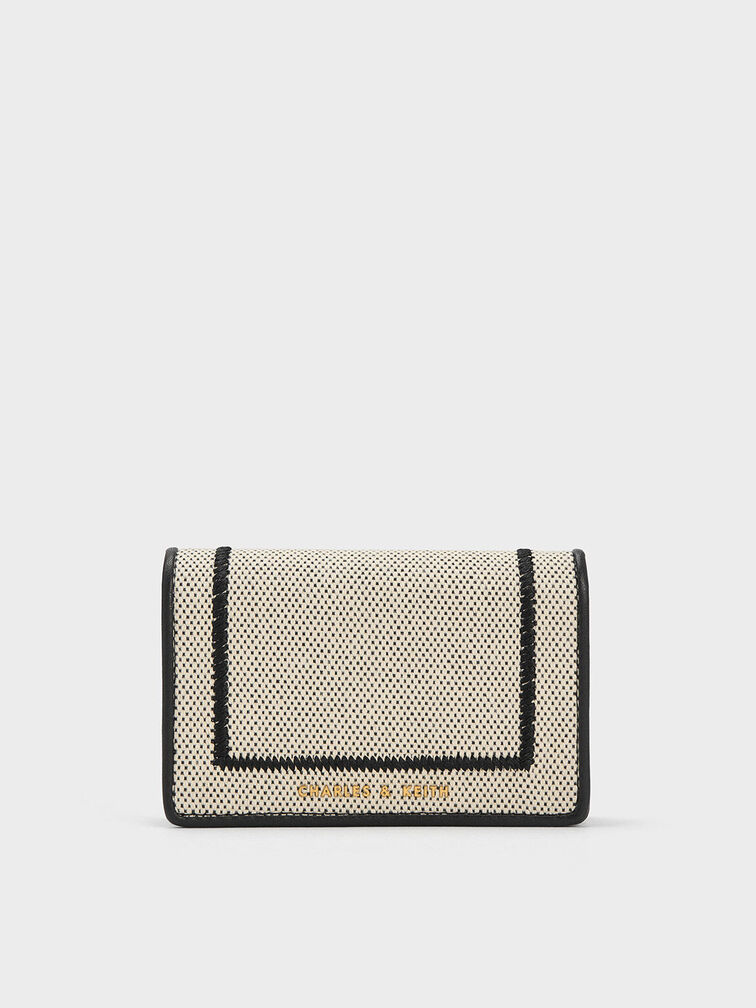 Astra Canvas Contrast Trim Wallet, Black Textured, hi-res