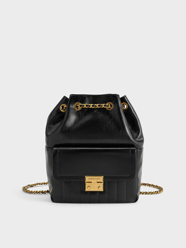 Donna Crinkle-Effect Backpack, Black, hi-res