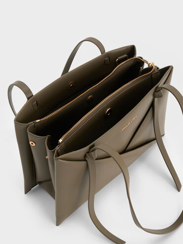 Midori Geometric Tote Bag, Deep Olive, hi-res