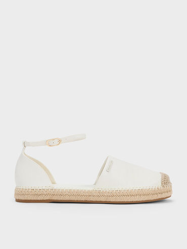 Ankle-Strap Espadrille Flats, Chalk, hi-res