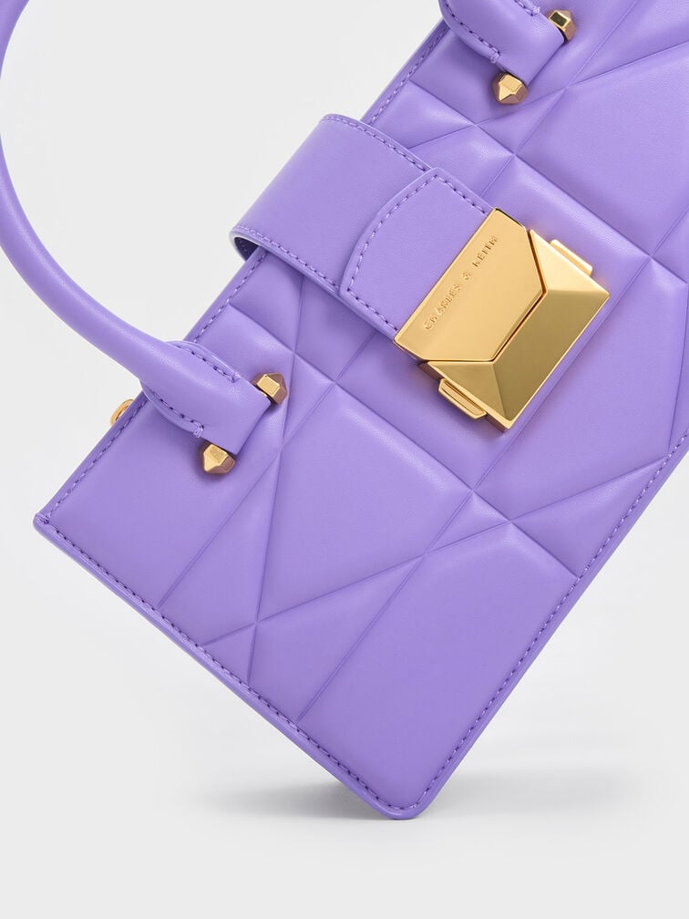 Blanche Quilted Top Handle Bag, Purple, hi-res