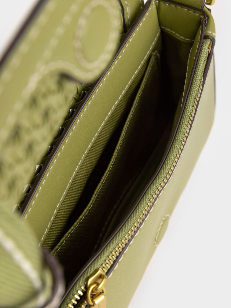 Cecily Woven Shoulder Bag, Avocado, hi-res