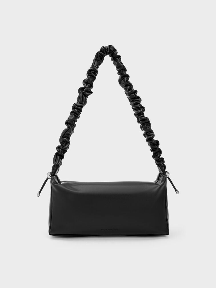 Cosette Ruched Handle Bag, Noir, hi-res