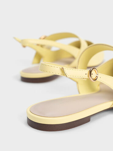 Buckled Strap Slingback Flats, Yellow, hi-res