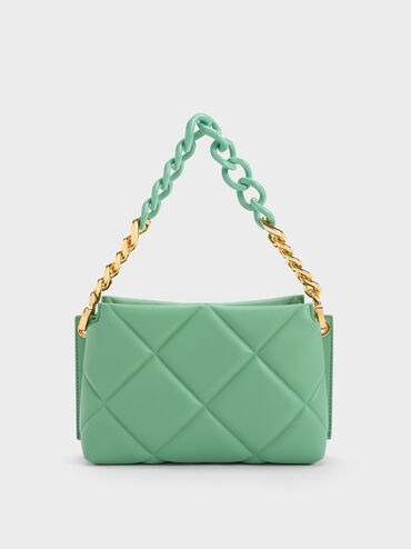 Danika Chunky Chain Padded Bag, Green, hi-res