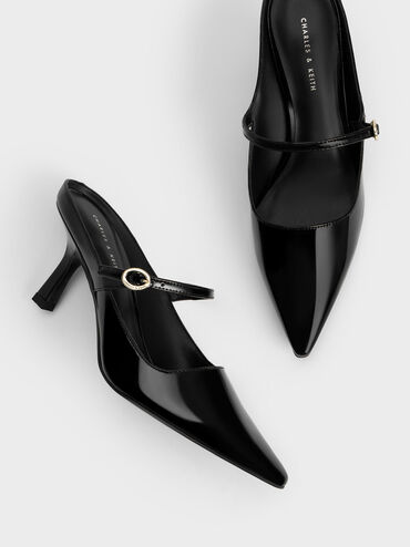Roxane Patent Mary Jane Heeled Mules, Black Patent, hi-res