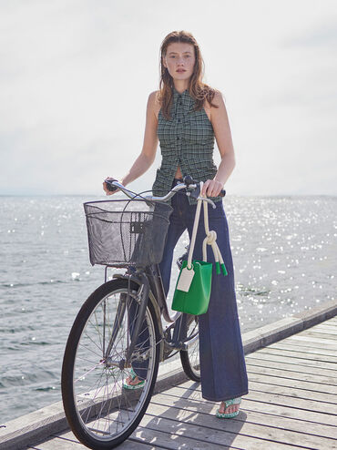 Gwiana Knotted Bucket Bag, Green, hi-res