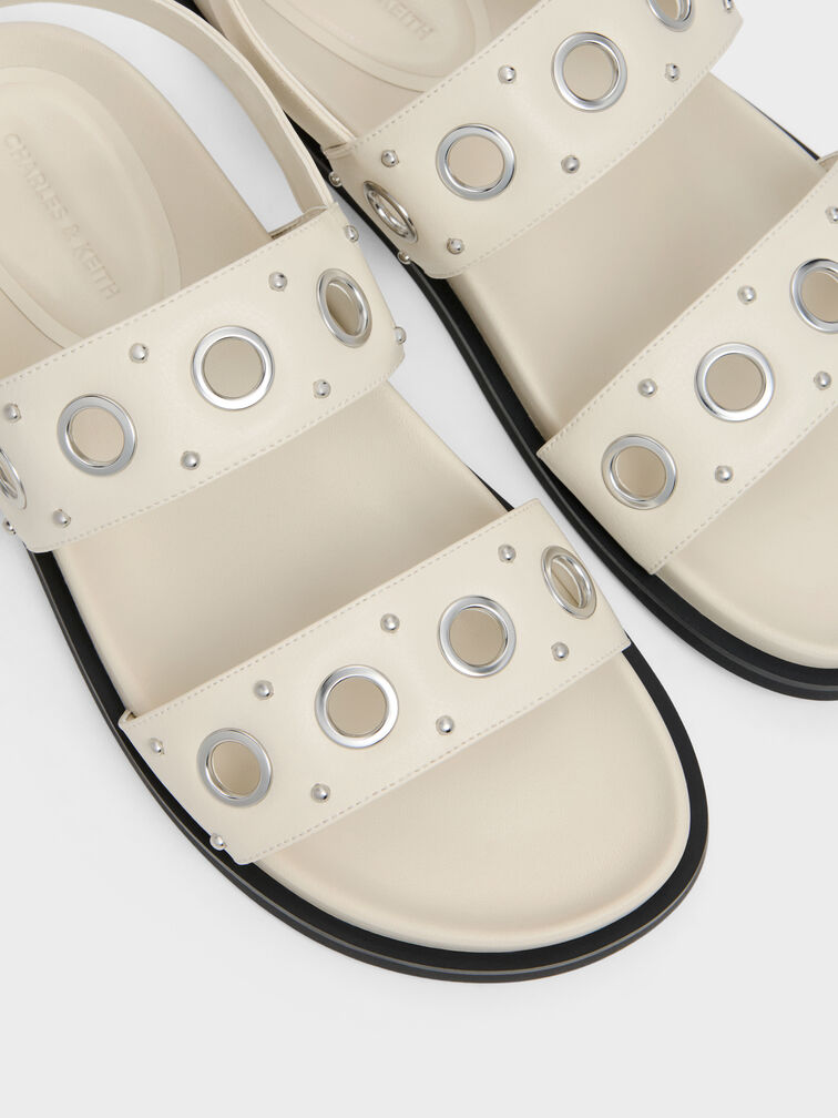 Grommet Crossover Slingback Sandals, Chalk, hi-res