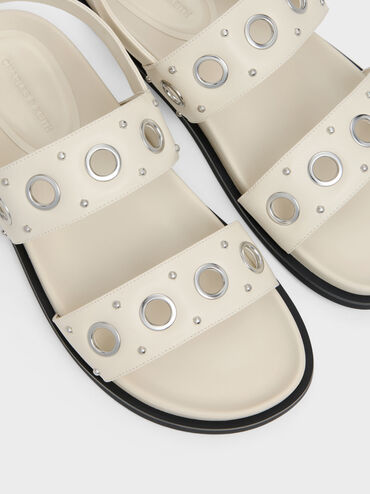 Grommet Crossover Slingback Sandals, Chalk, hi-res
