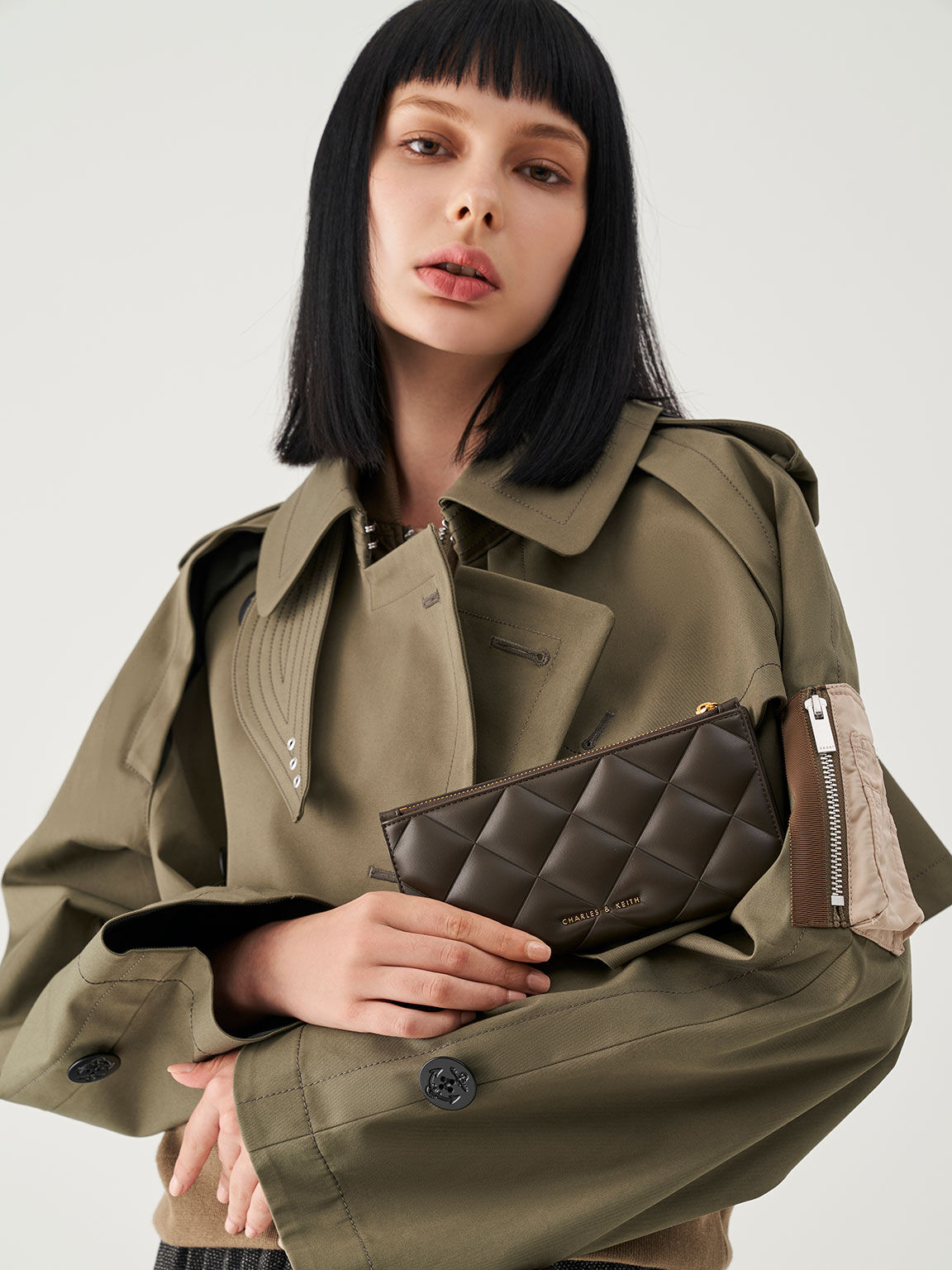 Danika Quilted Long Wallet, Dark Moss, hi-res