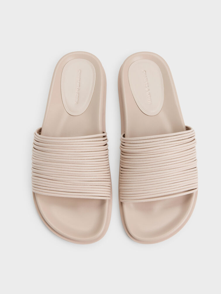 Fianna Strappy Slide Sandals, Beige, hi-res