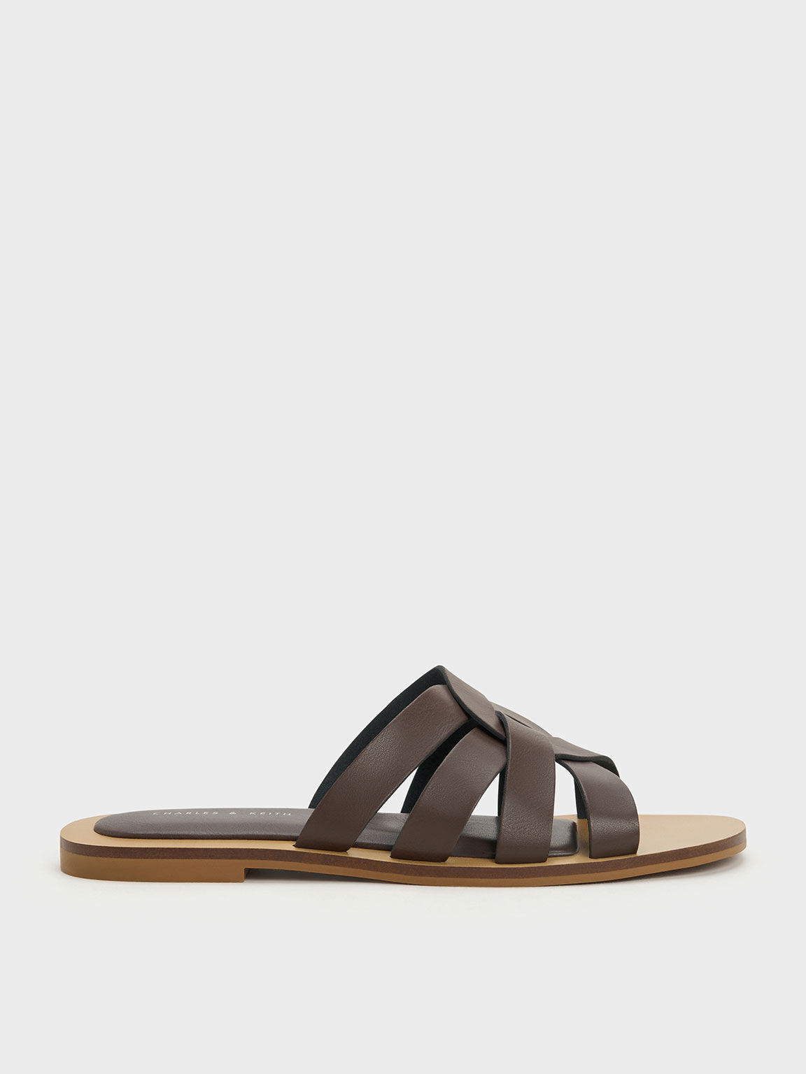 Interwoven Slide Sandals Brown