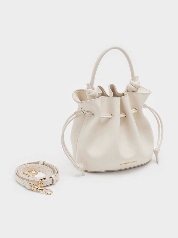 Sammie Drawstring Bucket Bag, Cream, hi-res