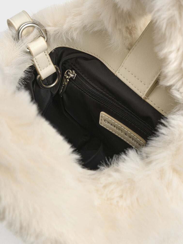 Yama Furry Chain-Handle Bag, Cream, hi-res
