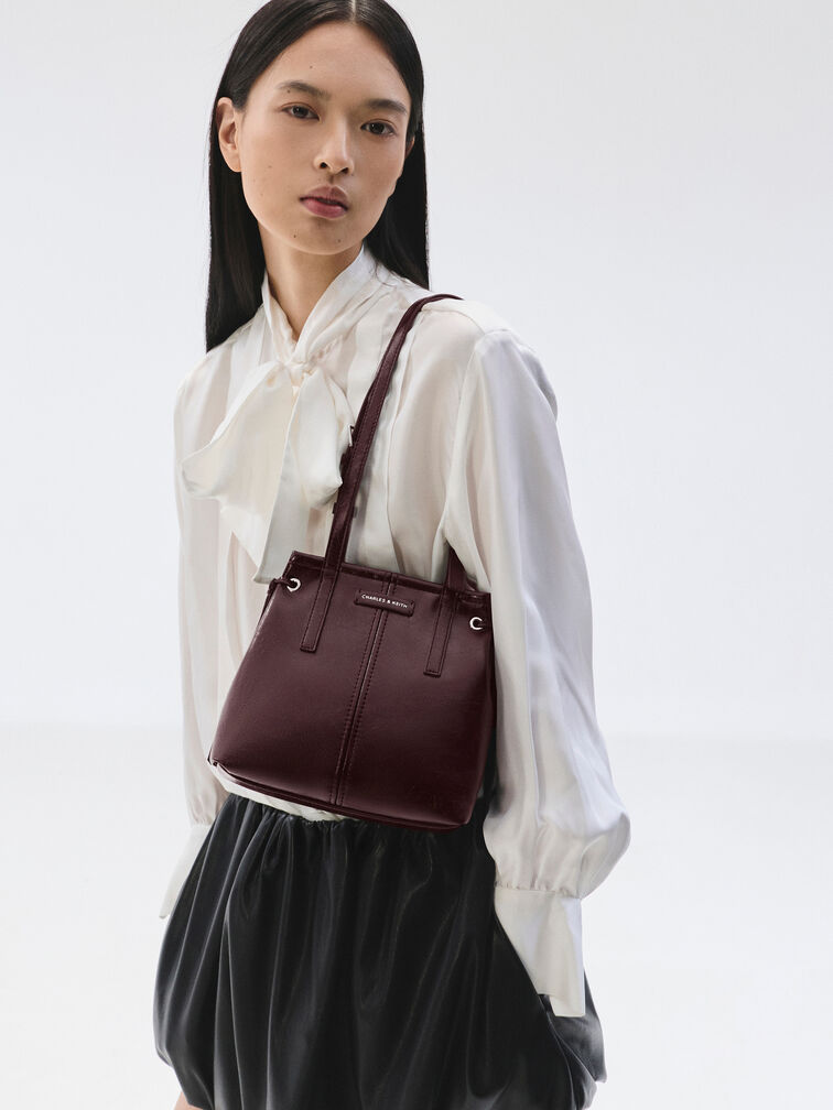 Noane Elongated-Handle Tote Bag, Wineberry Red, hi-res