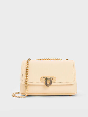 Alcott Push-Lock Chain Bag, Beige, hi-res
