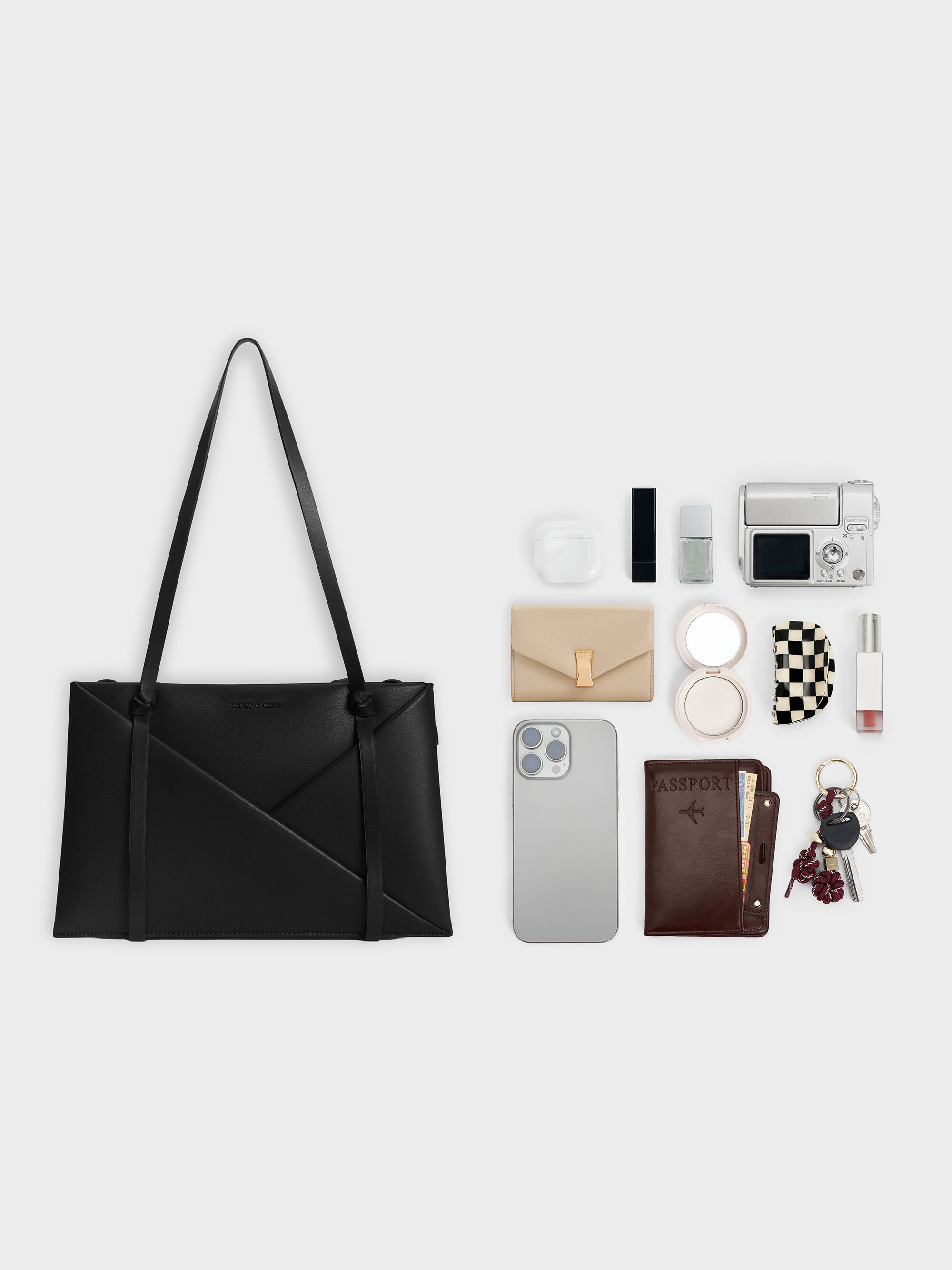 Noir Midori Geometric Tote Bag - Noir - CHARLES & KEITH IN