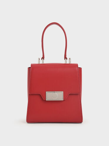 Leather Trapeze Bag, Red, hi-res