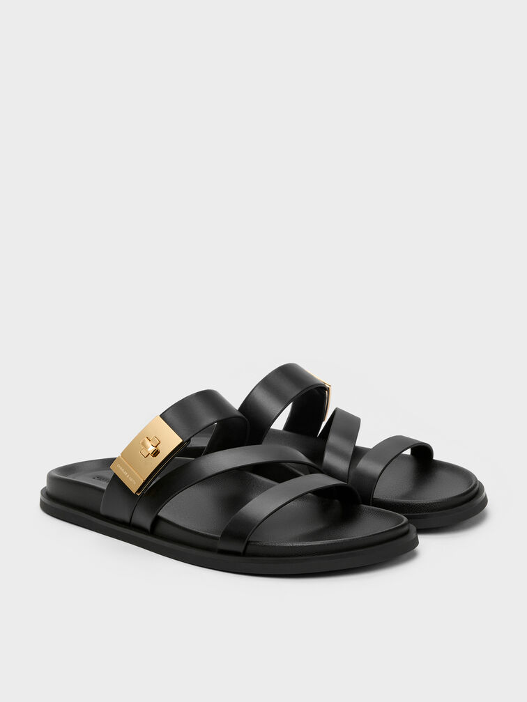 Aelin Strappy Sandals, Black, hi-res