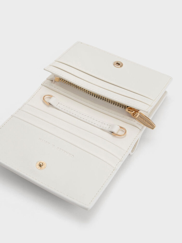 Micaela Tweed Card Holder, White, hi-res