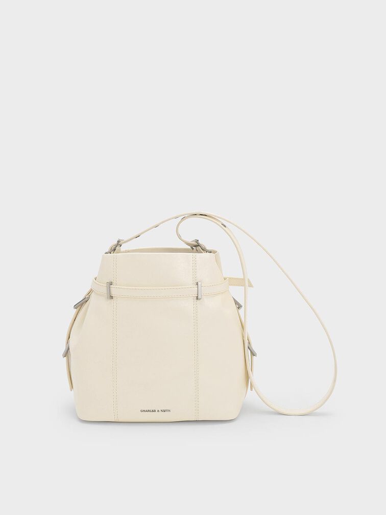 Bryna Belted Bucket Bag, Cream, hi-res